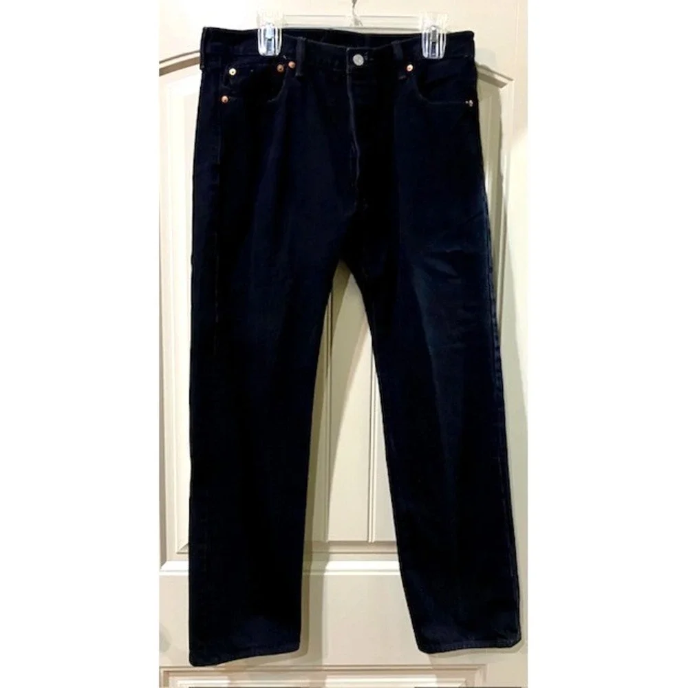 Levi 501 Original Fit Jeans Men 35x32 (35X31) Button Straight Leg Black Denim